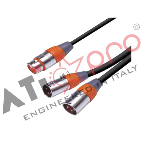 2 Male XLR to 1 Female XLR Connector Model A003